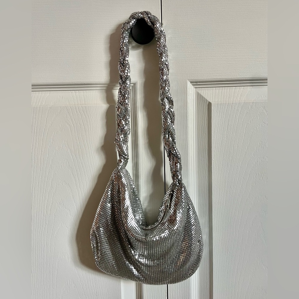 Stunning Silver Braided Handle Metal Mesh Women’s Zara Bag